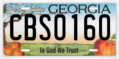 GA license plate CBS0160