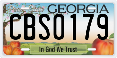 GA license plate CBS0179