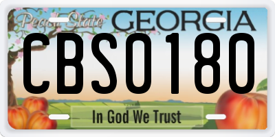 GA license plate CBS0180