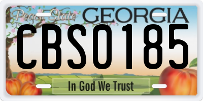 GA license plate CBS0185