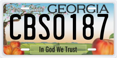 GA license plate CBS0187