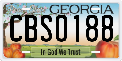 GA license plate CBS0188