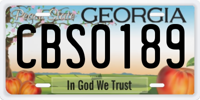 GA license plate CBS0189