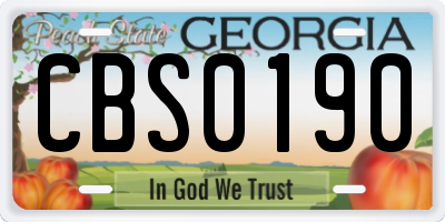 GA license plate CBS0190