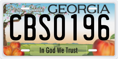 GA license plate CBS0196