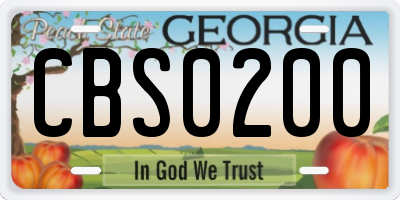 GA license plate CBS0200