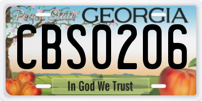 GA license plate CBS0206