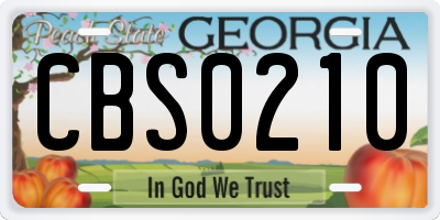 GA license plate CBS0210