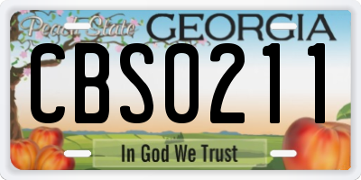 GA license plate CBS0211