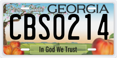 GA license plate CBS0214