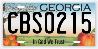 GA license plate CBS0215