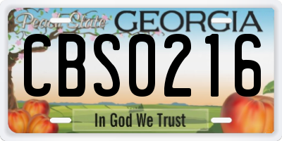 GA license plate CBS0216
