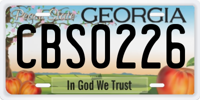 GA license plate CBS0226