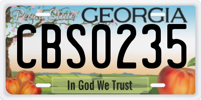 GA license plate CBS0235