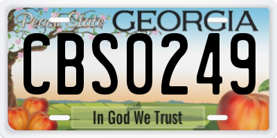 GA license plate CBS0249