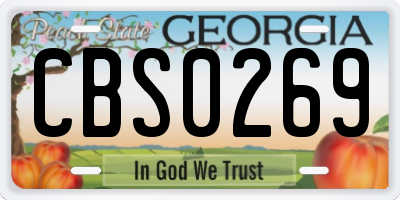 GA license plate CBS0269