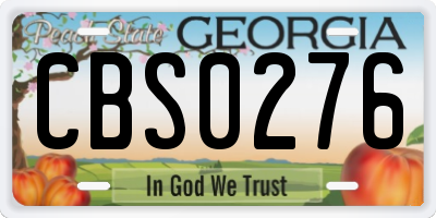 GA license plate CBS0276