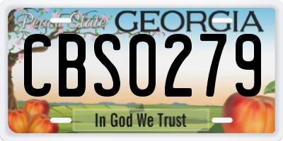GA license plate CBS0279