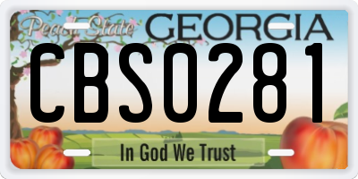 GA license plate CBS0281