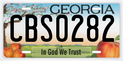 GA license plate CBS0282