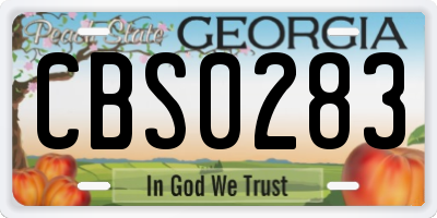 GA license plate CBS0283