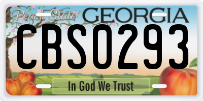 GA license plate CBS0293