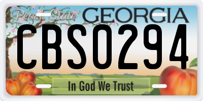 GA license plate CBS0294