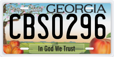GA license plate CBS0296