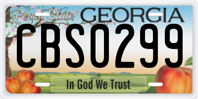 GA license plate CBS0299