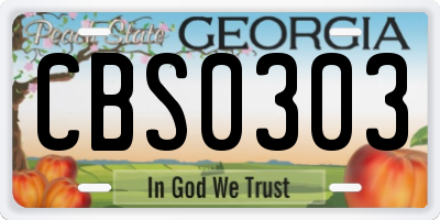 GA license plate CBS0303