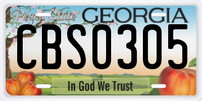 GA license plate CBS0305