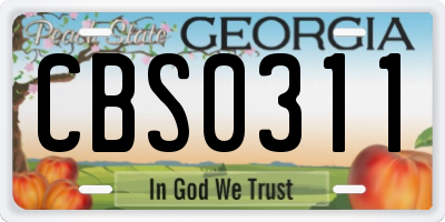 GA license plate CBS0311