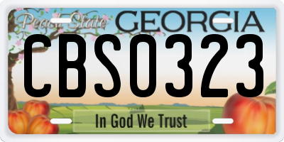 GA license plate CBS0323