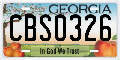 GA license plate CBS0326