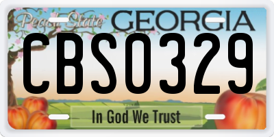 GA license plate CBS0329