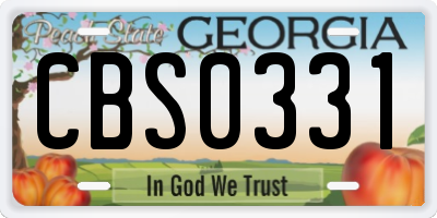 GA license plate CBS0331