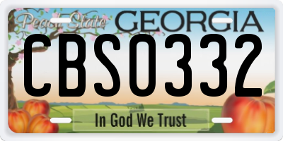 GA license plate CBS0332