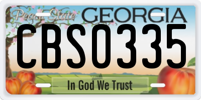 GA license plate CBS0335