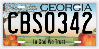 GA license plate CBS0342
