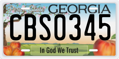 GA license plate CBS0345