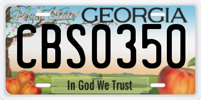 GA license plate CBS0350
