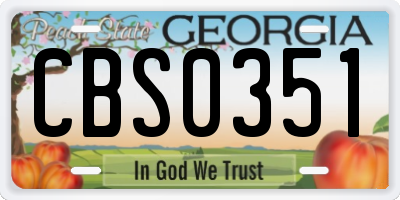 GA license plate CBS0351