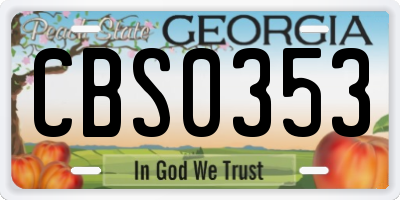 GA license plate CBS0353