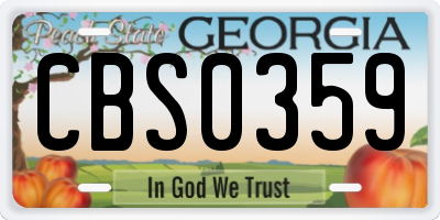 GA license plate CBS0359