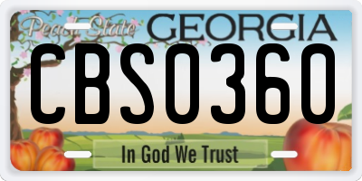 GA license plate CBS0360
