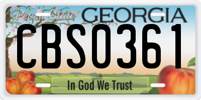 GA license plate CBS0361