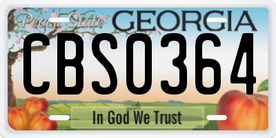GA license plate CBS0364