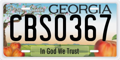 GA license plate CBS0367