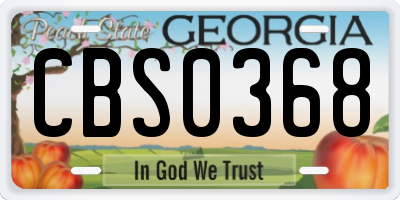 GA license plate CBS0368