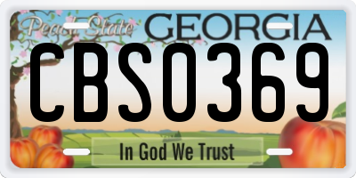 GA license plate CBS0369